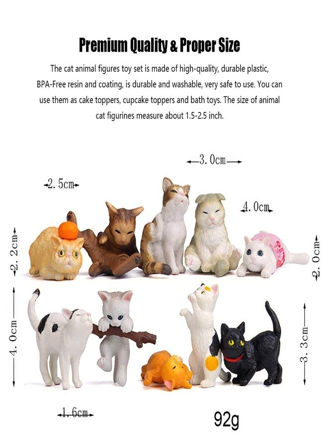 Lynkaye 10 pcs Realistic Cat Figurines Kitty Figures Set Mini Figure Collection Playset Kitten Easter Eggs Cake Topper Christmas Birthday Gift for Cat Keeper Lover - Image 4